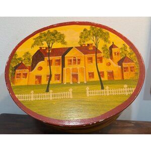 Hand Painted Vintage Decorative Oval Box By Don Andres Designers Massachusetts